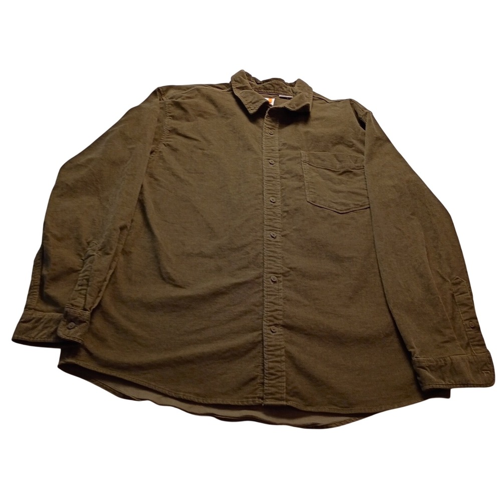 Timberland Corduroy Shirt Men's XL Original Fit Long Sleeve Olive Green Casual